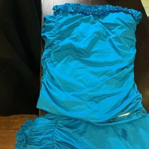 Kenneth Cole Tummy Toner Tankini Top Swimsuit Women’s size L Turquoise blue